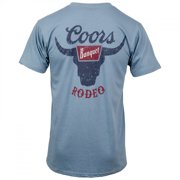 Coors Banquet Rodeo Logo Distressed Front and Back Dusty Blue T-Shirt-XLarge