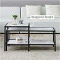 thumbnail image 5 of Modern Nesting Coffee Table Square & Rectangle,Black Metal Frame with Wood Marble Color top, 5 of 9