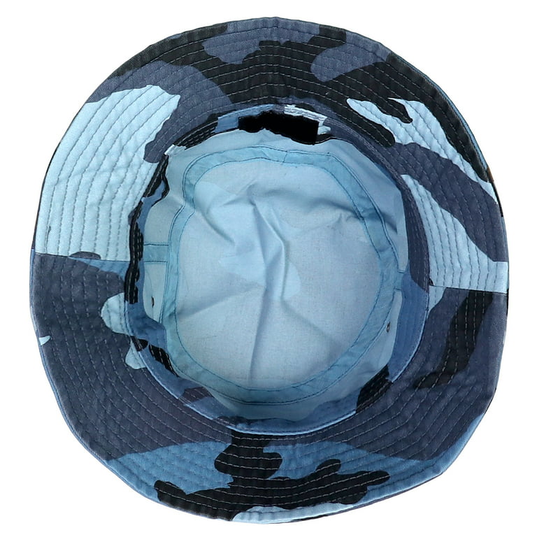 Falari Bucket Hat for Men Women unisex 100% Cotton Packable Foldable Summer Travel Beach Outdoor Fishing Hat - SM Blue Camouflage, adult Unisex, Size