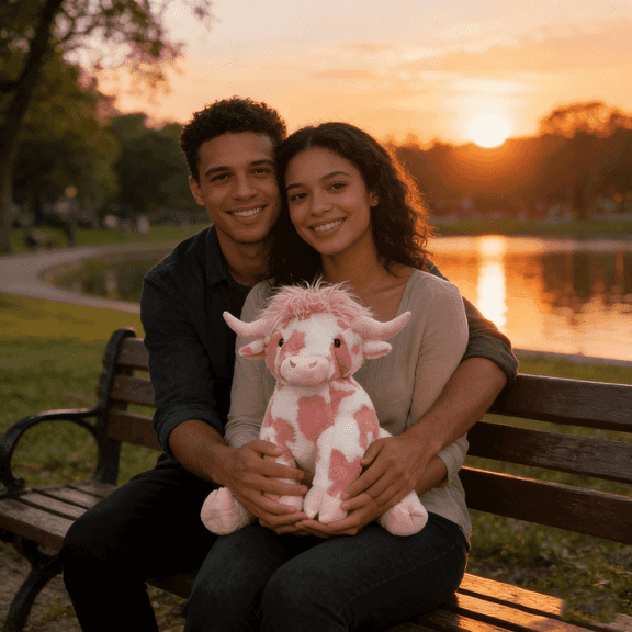 ELFINDEA Highland Cow Stuffed Animals, Pink Highland Cow Stuffed Plush, Highland Cow Gifts, Pink, 20", Valentine's Day Birthday Gifts for Men Women, New Year Decorations