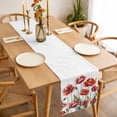 thumbnail image 3 of Red Flowers Table Runner - 60 Inch Long, Kitchen Dining Table Runner Dresser Scarves, Watercolor Botanical Floral Herbs Leaves Farmhouse Decor for Coffee Tables Wedding Party Banquet, 3 of 8