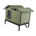 thumbnail image 1 of Casa para gatos de exterior, impermeable, aislante, resistente al viento, con tela Oxford elevada. Verde, 1 of 9