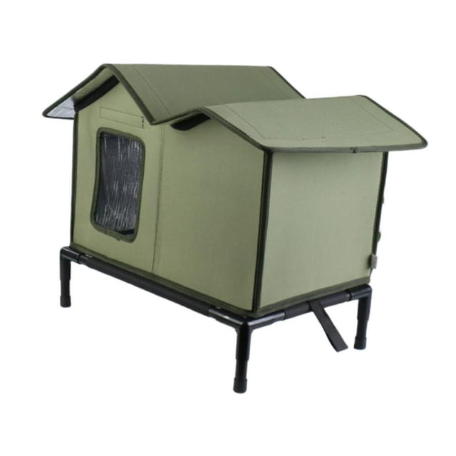 Casa para gatos de exterior, impermeable, aislante, resistente al viento, con tela Oxford elevada. Verde