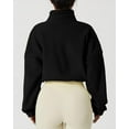 thumbnail image 3 of Women's Full Zip Fleece Short Jacket Warm Winter Long Sleeve Stand Collar Sherpa Crop Coat, 3 of 5
