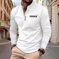 thumbnail image 2 of GuangCheng George Men Long Sleeve Henley Shirt Contrast Inner Placket Chest Pocket Slim Fit Dress Tops,White,XL, 2 of 6