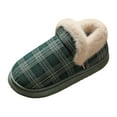 thumbnail image 5 of Rokment Plaid Christmas House Booties Slippers for Women Men Xmas Holiday Checkered Winter Fleece Lined Warm Slip on Boot Home Bedroom Memory Foam Shoes Indoor Outdoor Green Size 7.5, 5 of 6