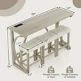 thumbnail image 3 of Gymax 4-Piece Bar Table Set w/ Power Outlet Counter Height Bistro Table and Stools, 3 of 9
