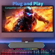 Computer Speakers for Desktop PC, 3.5mm PC Sound Bar for Desktop Monitor/Laptop, Wired USB-Powered Gaming Speakers with Colorful LED Light, Touch-Control Backlit w/ Volume Knob, Plug and Play