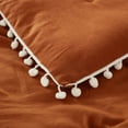 thumbnail image 3 of Move Over Burnt Orange Pillowcases King, Rust Boho Pillow Cover Set of 2, Washed Microfiber White Pom Fringe Pattern, 2 Pack, 3 of 6