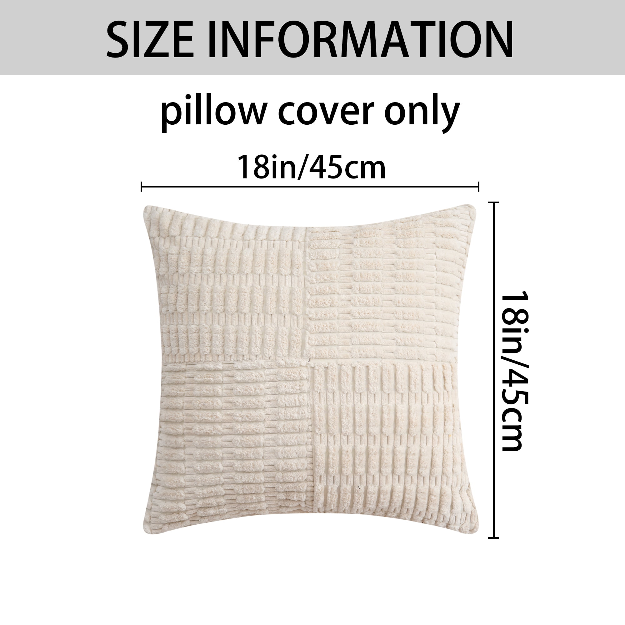 Unique Bargains 4 Pcs Corduroy Throw Pillow Covers 18" x 18" Beige/Khaki
