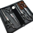 thumbnail image 2 of Juego de tijeras de aseo para mascotas Kingstar Titanium Black 18 cm 4 piezas, 2 of 9