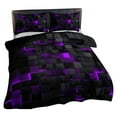 thumbnail image 2 of 3D Purple Black Geometric Duvet Cover Set With 2 Pillowcases - Queen Size (60X80 Inch Duvet, Standard Pillowcases) - For Bedroom, Guest Room, Dorm Room, 2 of 4