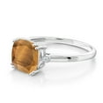thumbnail image 3 of Gem Stone King 2.01 Ct Cushion Brown Tiger Eye with White Diamond 10K White Gold Ring (Size 5), 3 of 5