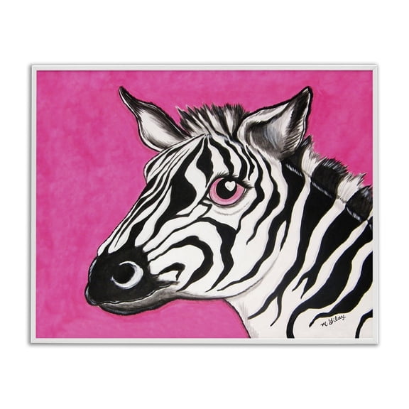 Stupell Industries Contemporary Zebra with Heart Eyes White Framed Giclee Art, 20 x 16, by Michelle Gilsey