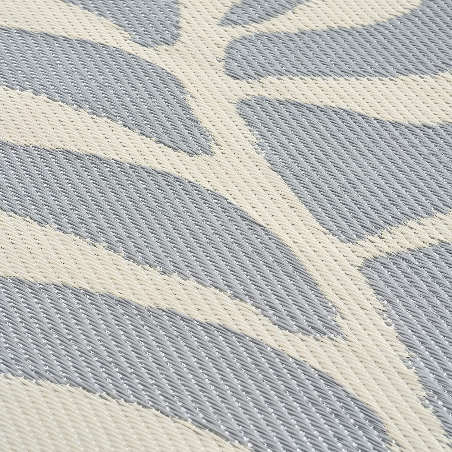 Beverly Rug Indoor Outdoor Reversible Plastic Area Rug - 6x9 - Grey / White