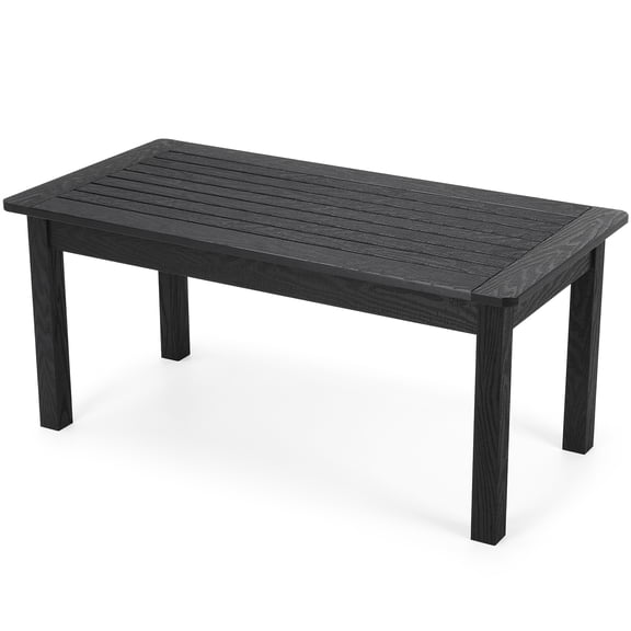 Outdoor Coffee Table, 36"L All Weather Resistant HIPS Patio Furniture Adirondack Dining Table for Garden Lawn Porch Balcony, Black
