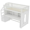 thumbnail image 4 of Bellemave Loft Bed with Desk and Stairs, Twin Size Loft Beds with Storage Shelf, Solid Wood High Loft Bed with Movable Desk for Space-Saving (White), 4 of 8