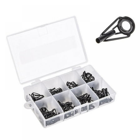 Fishing Rod Guides and Tips 80PCS Spinning Rod Guide Stainless Ceramic Ring Repair Top Tips Guides Replacement DIY Fishing Pole Rod Tip Repair Kit