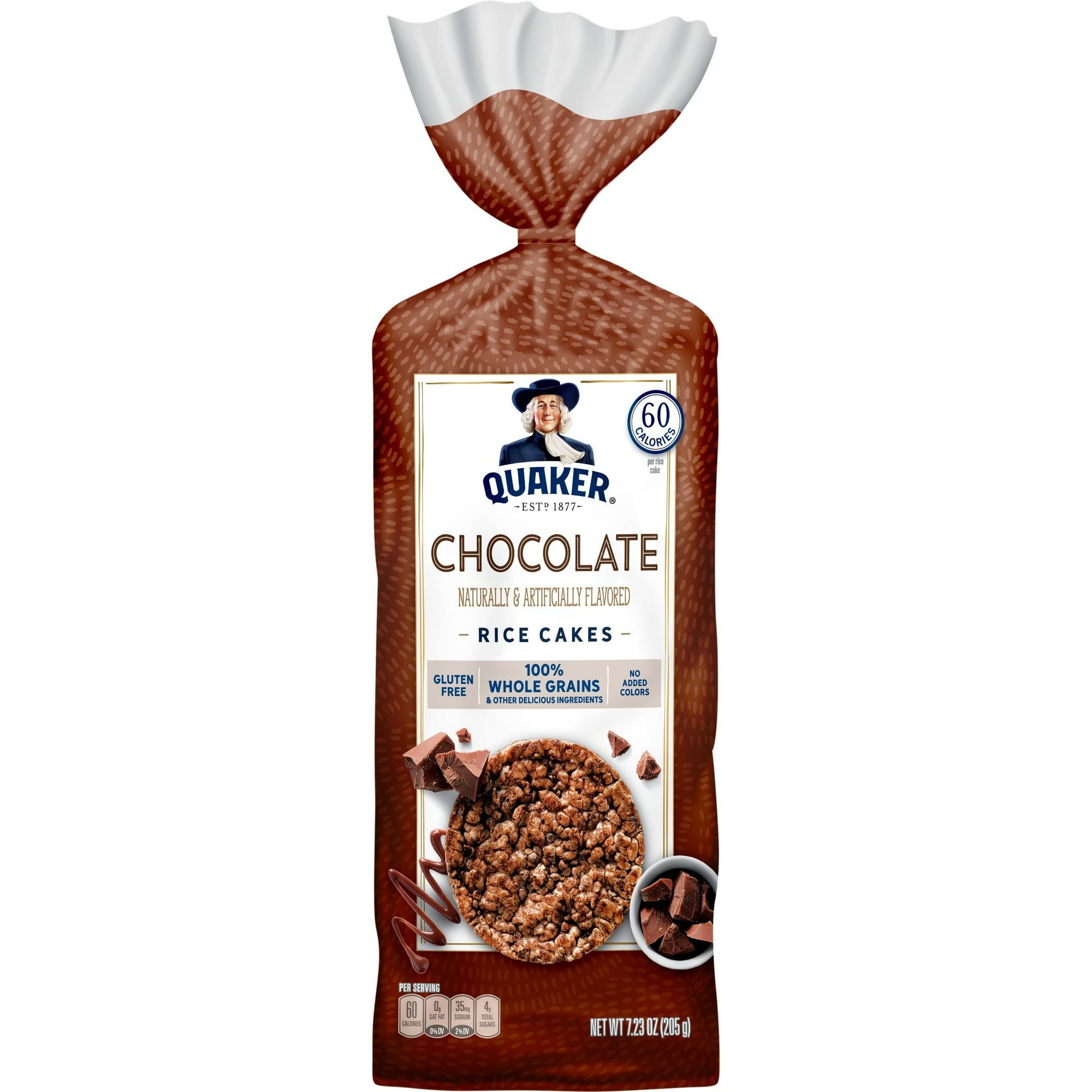 (3 pack) Quaker Rice Cakes, Whole Grain Chocolate, Gluten Free, 7.23 oz