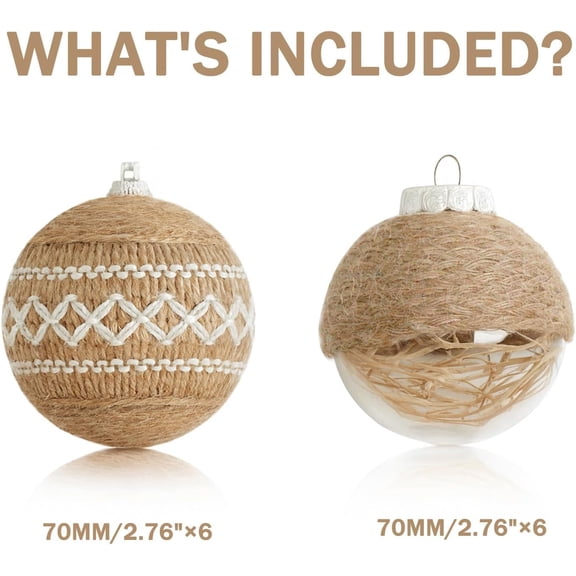 SHILIU-Christmas Ball Ornaments Set, Farmhouse Shatterproof Christmastree Decorations,12ct Large Plastic Hanging Ornaments, 70mm/2.76",Flaxen