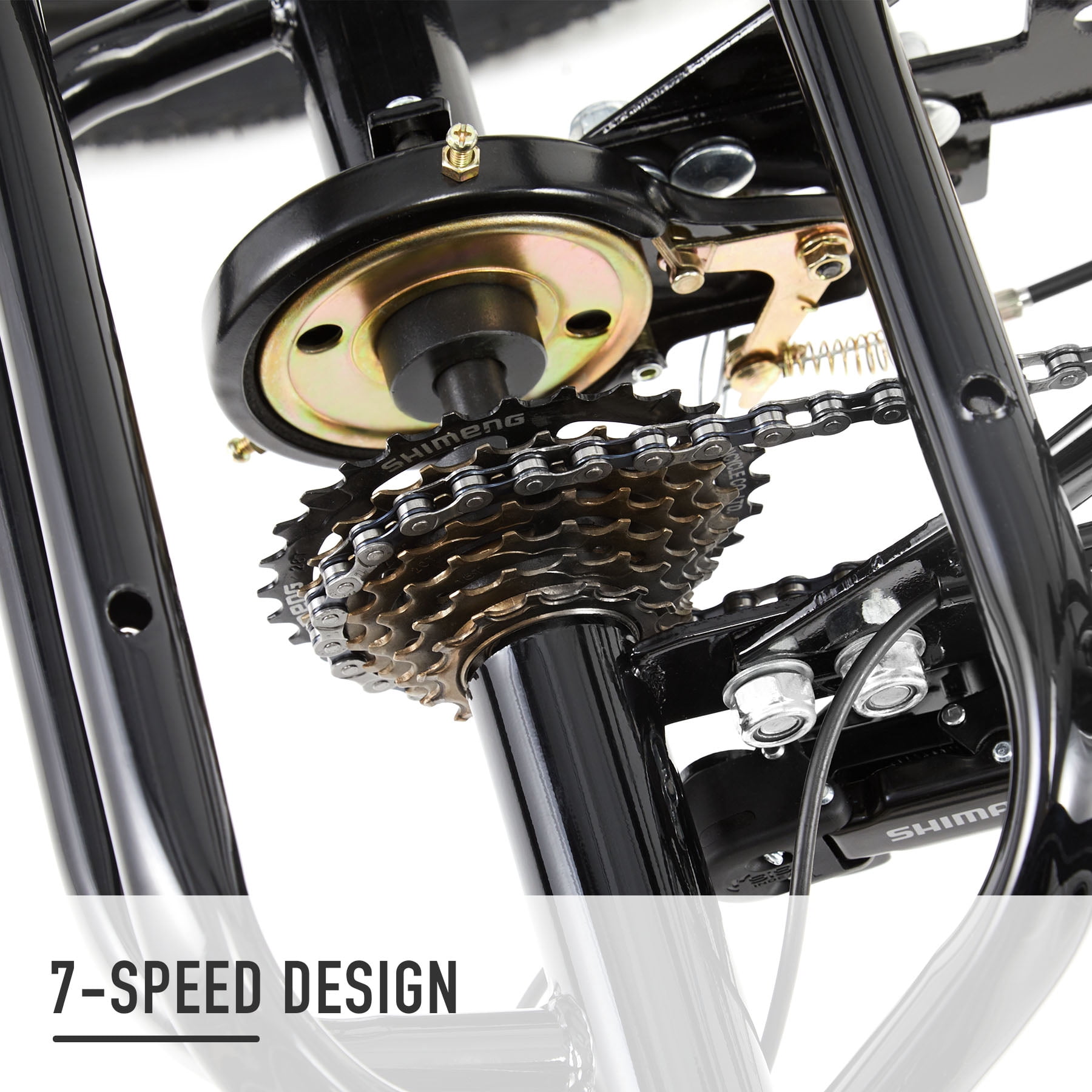 Viribus 24 inch 7 Speed Adult Tricycle with bicycle frame size 7.9in. for Men Women, Black