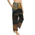 thumbnail image 3 of Cauagu Rustic Cabin Autumn Forest Pajama Pants for Women Loose Fit Wide Leg Trouser Pants Casual Elastic Waist Drawstring Lounge Pants, 3 of 6