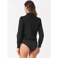 thumbnail image 3 of Unique Bargains Leotard Shirt Casual Long Sleeves Bodysuit Top L Black, 3 of 6