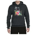 thumbnail image 2 of Cute Hearts and Flowers Blessed Inspirational/Christian Unisex Graphic Hoodie Sweatshirt, Heather Black, X-Large, 2 of 3