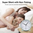 thumbnail image 2 of CHUANK Analog Alarm Clocks for Bedrooms 4 inch Silent Non Ticking Battery Operated with Night Light Small Retro Simple Design Clock for Table  Bedside Desk Travel White), 2 of 6