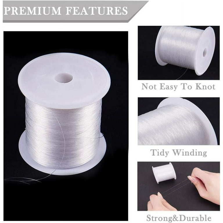 20 Yards Clear Invisible Craft Nylon Thread 0.6mm Monofilament Fishing Line  Bead String Cord for Gemstone Jewelry DIY Making Bracelet Hanging Decoration  Sewing Quilting Hair Weaving 