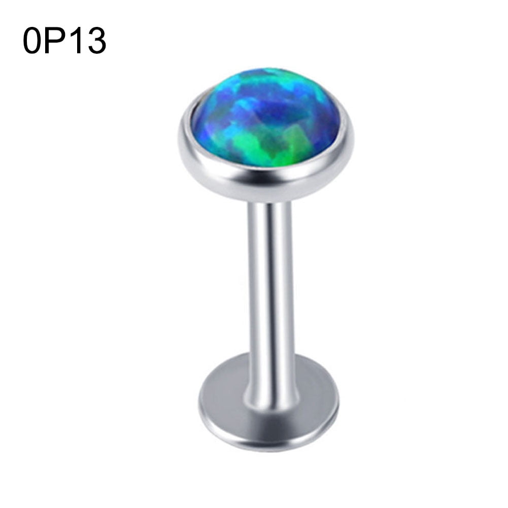 1PC Titanium 4MM Opal Stone Labret Lip Stud Monroe 14g Lip Ring Stud Piercing 