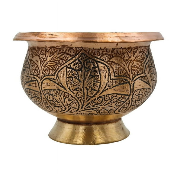 Kashmiri Copper Standing Bowl – A Luxurious Decorative Platter Featuring Artisanal Design, Ideal for Special Occasions