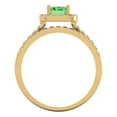 thumbnail image 4 of 1.57 ct Brilliant Emerald Cut Green Zircon 18K Yellow Gold Halo Solitaire with Accents Engagement Bridal Wedding Ring Band Set size 3.75, 4 of 7