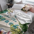 thumbnail image 5 of Fleece Blanket Vintage Watercolor Tropical Plants Blankets, Soft Cozy Warm Flannel Throw Blanket, Marine Creature on Linen Blanket for Bed Couch Sofa,30x40In, 5 of 9