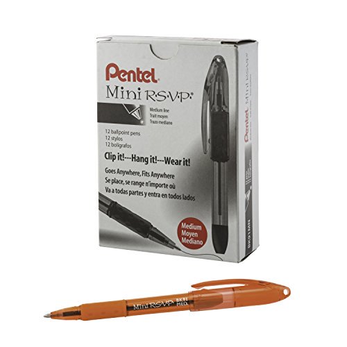 Pentel RSVP Mini Ballpoint Pen, (1.0mm) Medium Line, Orange Ink, 12 pack (BK91MNF-F)