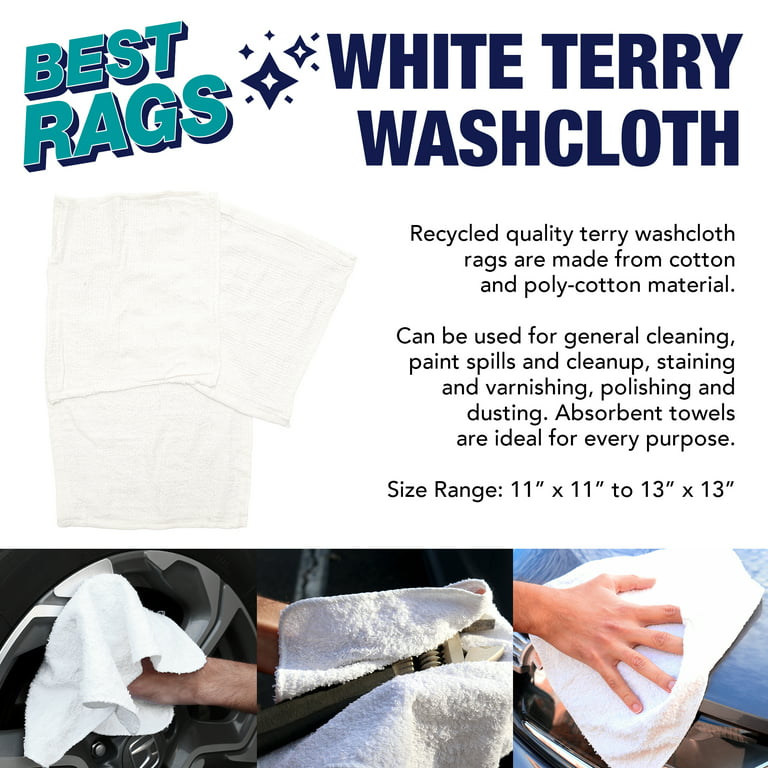 Arkwright 10 lb Box of White Terry Towel Cleaning Rags, Size: One Size