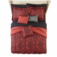 Mainstays Red and Black Damask 10 Piece Bed in a Bag Queen Comforter Set With Sheets
