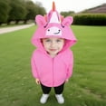 thumbnail image 5 of SonxaHe Toddler Girl's Hoodies Cartoon Unicorn Prints Zip Hooded Sweatshirts Child Fashion Breathable Relaxed Clothes Pink,Size 3-4 Y, 5 of 8