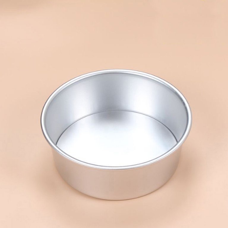 2pcs Alloy Baking Mold Tray Cake Mold Pan Cake Mould for Home Restaurant Hotel (8 Inches + 6 Inches Silver)