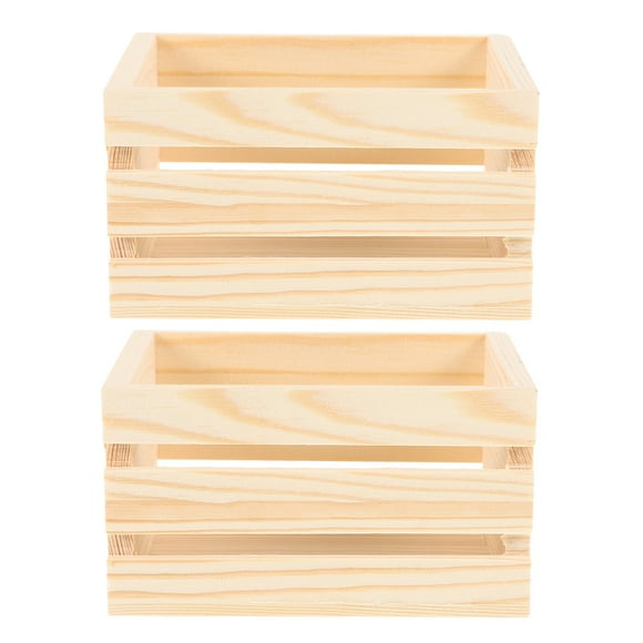 KAKOWELY wooden crates for storage 2pcs Miniature Wooden Crates Versatile Decor Accessories Dollhouse Storage Wood Baskets for Miniature Supermarket Food and Drink Display