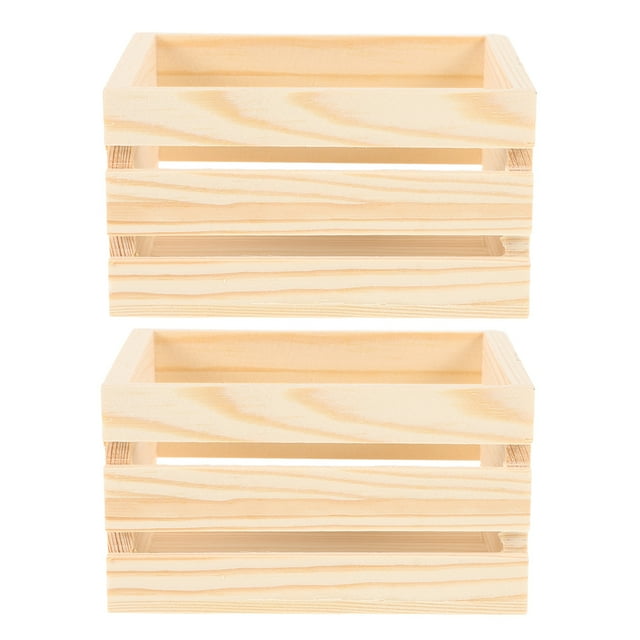 2 cajas de madera en miniatura, versátiles accesorios de decoración para casas de muñecas, cestas de madera para exhibición de comida y bebida en supermercados en miniatura