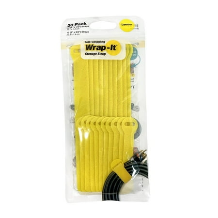 Wrap-It Storage - Self-Gripping Cable Ties (20-Pack) Reusable Hook and Loop Cord Organizer Cable Tie for Cord Management and Organization - Black