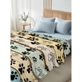 thumbnail image 4 of Teal Brown Paw Prints Twim XL Size Flat Sheet, Wrinkleproof & Fadeproof Cooling Flat Bed Sheet Only, Vintage Farmhouse Wooden Grain Breathable Soft Bedding Top Sheets 66 x 102 Inches, 4 of 8