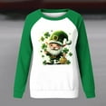 thumbnail image 7 of Craaazy Women's Green Shamrock St Patricks Day Crewneck Long Sleeve Shirts, 7 of 7