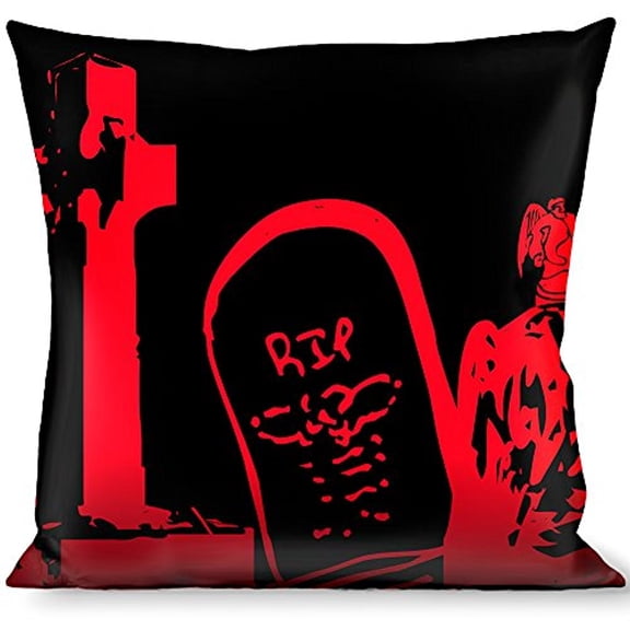Buckle-Down Throw Pillow - Graveyard Black Red