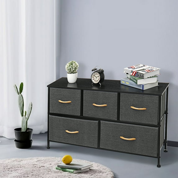 5 Drawer Dressers Organizer Dressers for Bedroom Living Room, Black