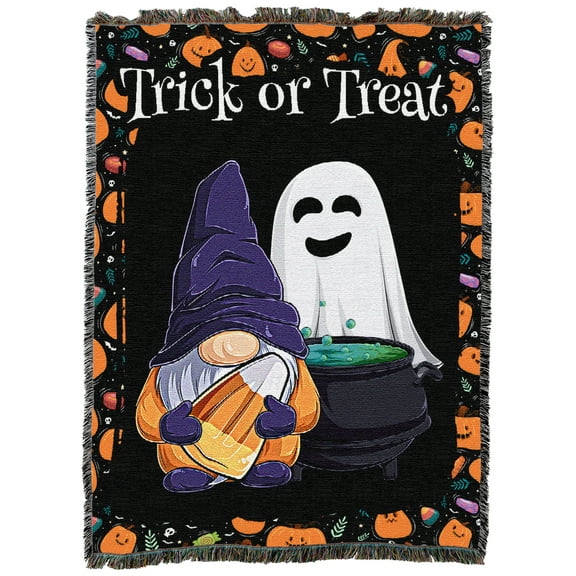 Pure Country Weavers Trick or Treat Gnome Blanket Tapestry Throw Woven from Cotton - Made in The USA (72x54)