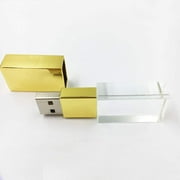 Laak 16GB New Crystal Transparent Rectangle Genuine USB Flash Drive 3.0 Wedding Gift Pendrive (Gold)