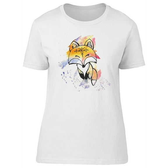 Beautiful Watercolor Red Fox T-Shirt Women -Image by Shutterstock, Female Large
