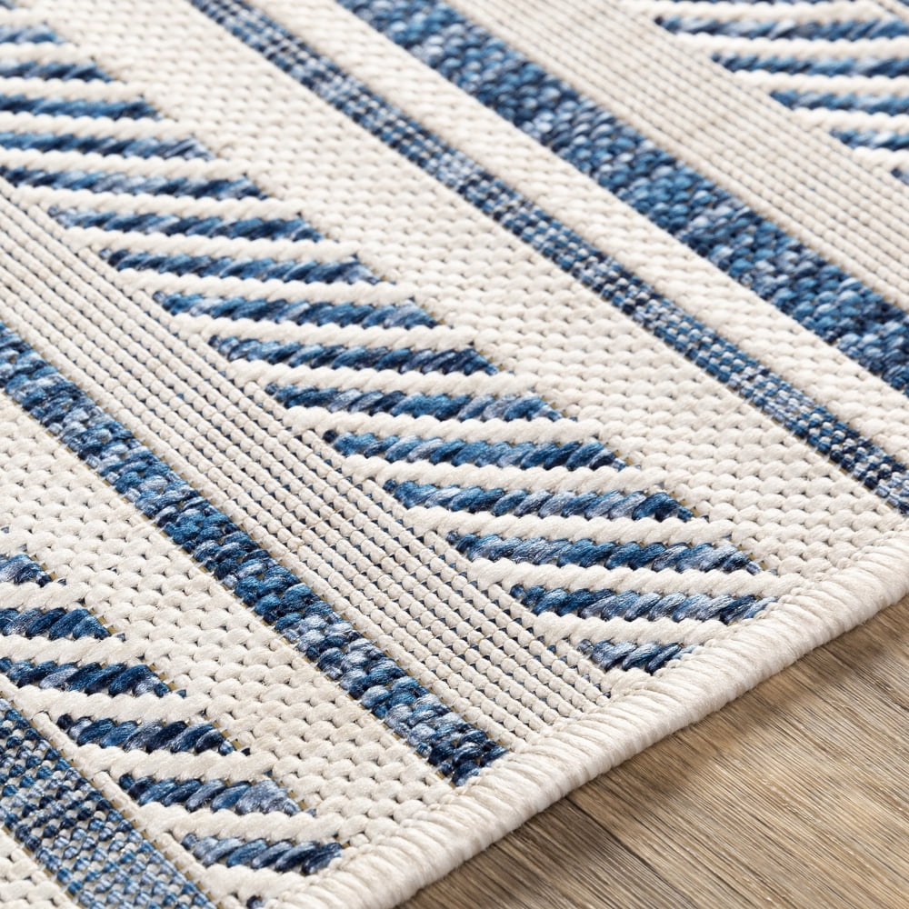 Livabliss Outdoor Rugs, 5x8 Eagean Global Blue Area Rug for Patio, Porch, Deck, Backyard, Waterproof Indoor Outdoor Carpet (5'3" x 7'7")
